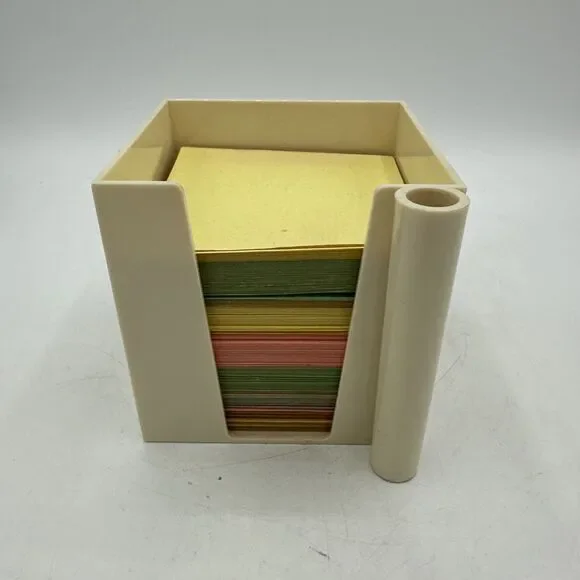Vintage Notepad Plastic Paper Pen Holder Desk Organizer Stationery - Picture 1 of 13